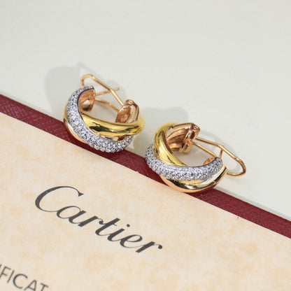 [Luxora]TRINITY HALF DIAMOND  CLASSIC EARRINGS