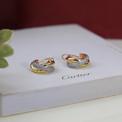 [Luxora]TRINITY HALF DIAMOND  CLASSIC EARRINGS