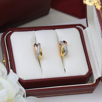 [Luxora]TRINITY HALF DIAMOND  CLASSIC EARRINGS