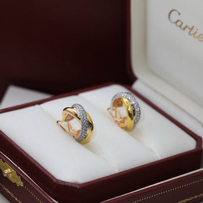 [Luxora]TRINITY HALF DIAMOND  CLASSIC EARRINGS