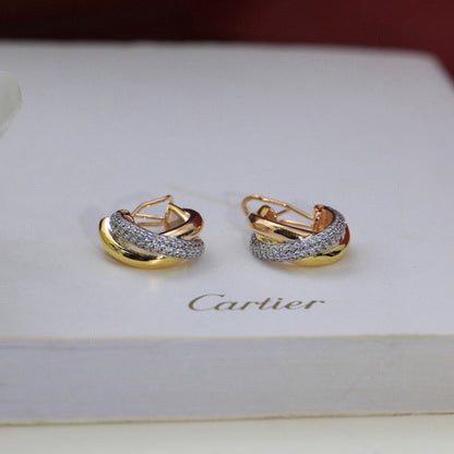 [Luxora]TRINITY HALF DIAMOND  CLASSIC EARRINGS