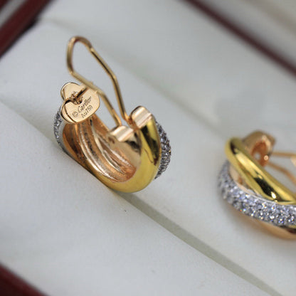 [Luxora]TRINITY HALF DIAMOND  CLASSIC EARRINGS