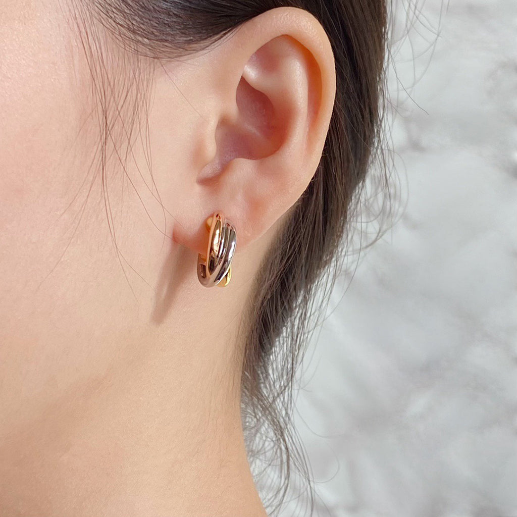 [Luxora]TRINITY ON DIAMOND CLASSIC EARRINGS