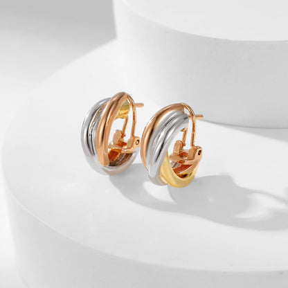 [Luxora]TRINITY ON DIAMOND CLASSIC EARRINGS