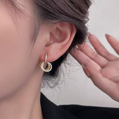[Luxora]TRINITY HALF DIAMOND  EARRINGS