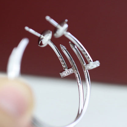 [Luxora]JUSTE HALF DIAMOND LARGE EARRINGS