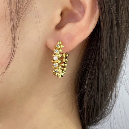 [Luxora]CLASH FULL DIAMOND MEDIUM EARRINGS