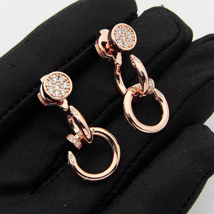[Luxora]JUSTE HALF DIAMOND DOUBLE EARRINGS