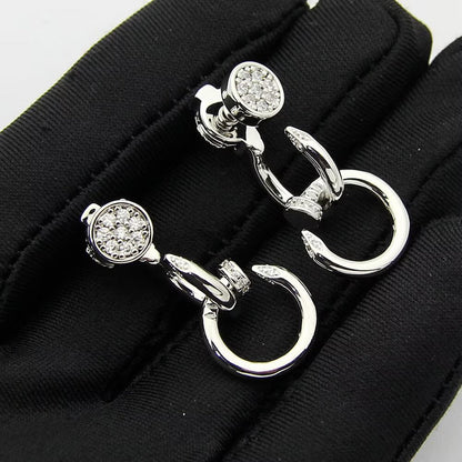 [Luxora]JUSTE HALF DIAMOND DOUBLE EARRINGS