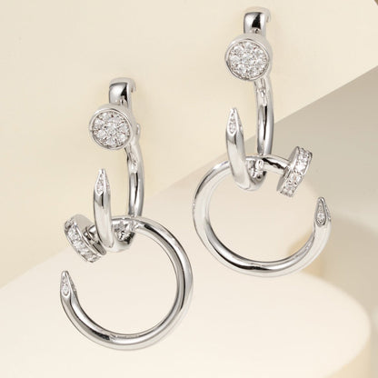[Luxora]JUSTE HALF DIAMOND DOUBLE EARRINGS
