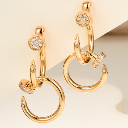 [Luxora]JUSTE HALF DIAMOND DOUBLE EARRINGS