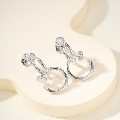[Luxora]JUSTE HALF DIAMOND DOUBLE EARRINGS