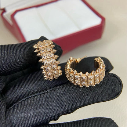 [Luxora]CLASH 9.2MM FULL DIAMOND DOUBLE ROW EARRINGS