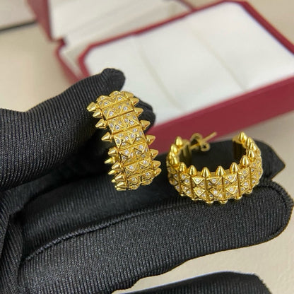[Luxora]CLASH 9.2MM FULL DIAMOND DOUBLE ROW EARRINGS