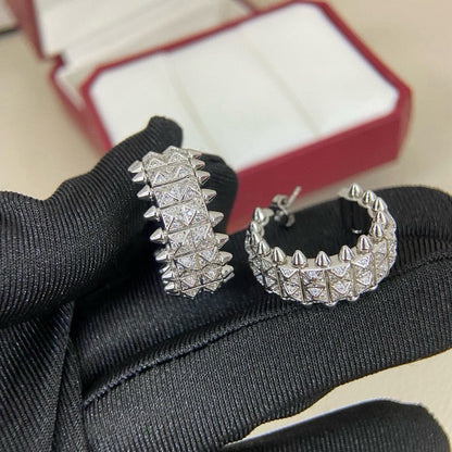 [Luxora]CLASH 9.2MM FULL DIAMOND DOUBLE ROW EARRINGS