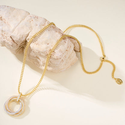 [Luxora]TRINITY LARGE FULL DIAMOND  NECKLACE