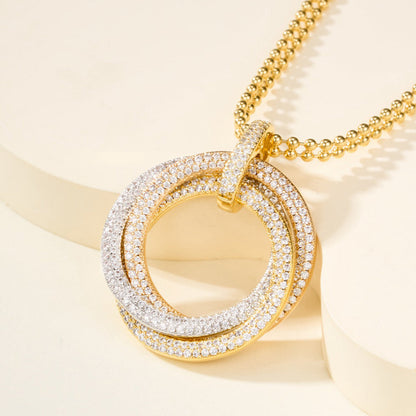 [Luxora]TRINITY LARGE FULL DIAMOND  NECKLACE