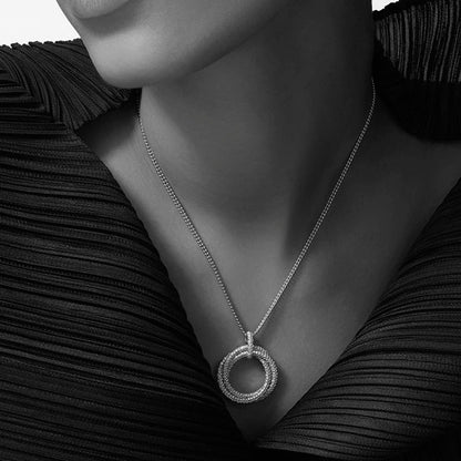 [Luxora]TRINITY LARGE FULL DIAMOND  NECKLACE