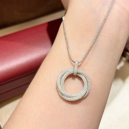 [Luxora]TRINITY LARGE FULL DIAMOND  NECKLACE