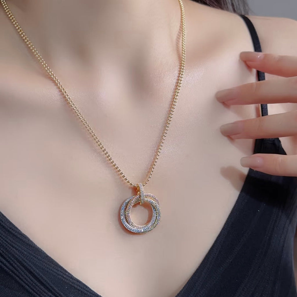 [Luxora]TRINITY LARGE FULL DIAMOND  NECKLACE