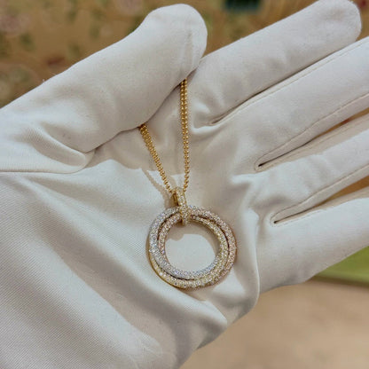 [Luxora]TRINITY LARGE FULL DIAMOND  NECKLACE