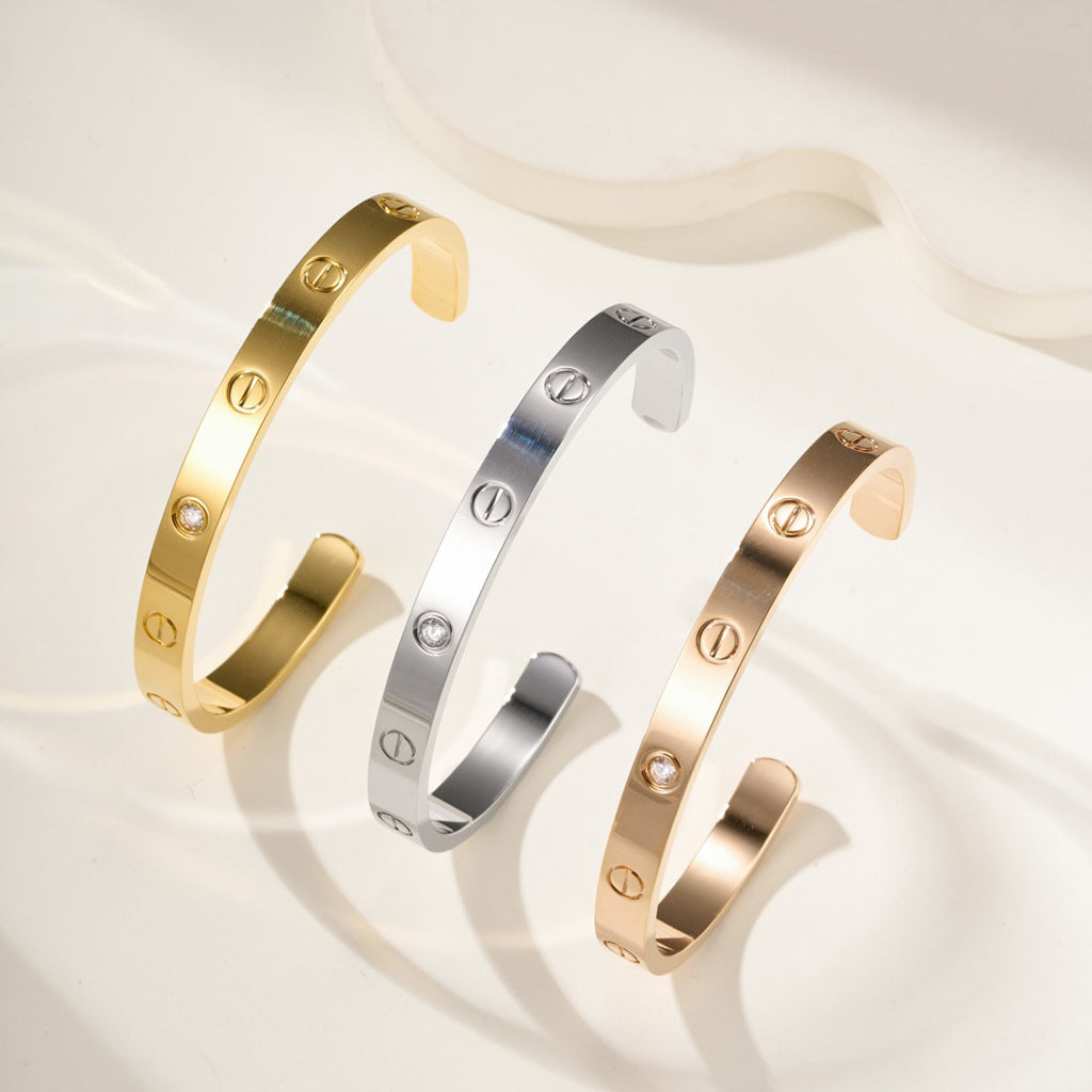 [Luxora]LOVE BRACELET 6.1MM 1 DIAMOND OPEN CUFF