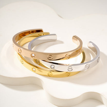 [Luxora]LOVE BRACELET 6.1MM 1 DIAMOND OPEN CUFF