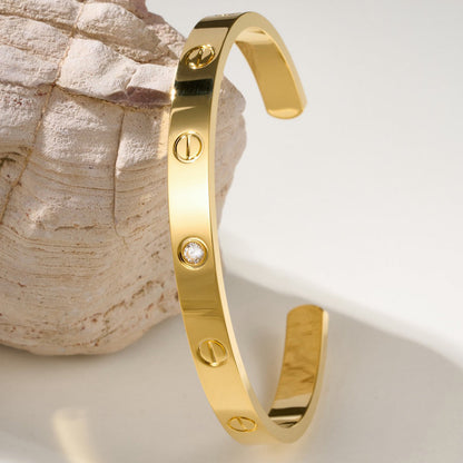 [Luxora]LOVE BRACELET 6.1MM 1 DIAMOND OPEN CUFF