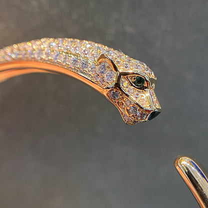 [Luxora]PANTHERE HALF DIAMOND OPEN BRACELET