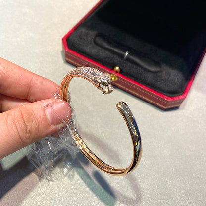 [Luxora]PANTHERE HALF DIAMOND OPEN BRACELET