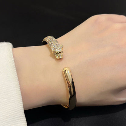 [Luxora]PANTHERE HALF DIAMOND OPEN BRACELET