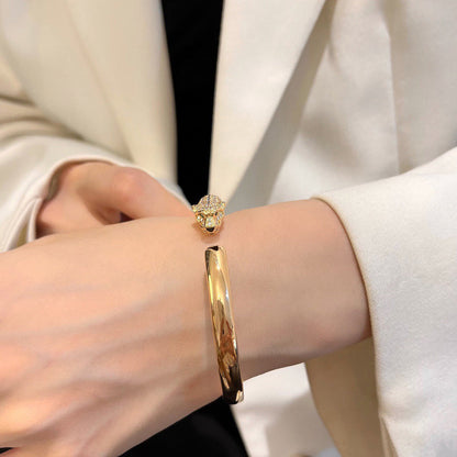 [Luxora]PANTHERE HALF DIAMOND OPEN BRACELET
