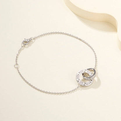 [Luxora]LOVE DOUBLE RING FULL DIAMOND BRACELET