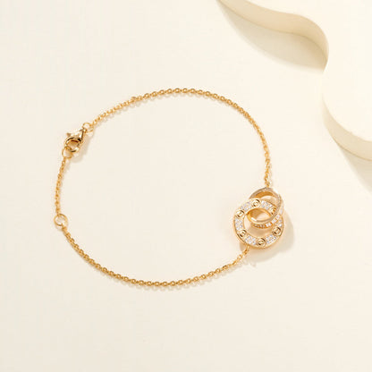 [Luxora]LOVE DOUBLE RING FULL DIAMOND BRACELET