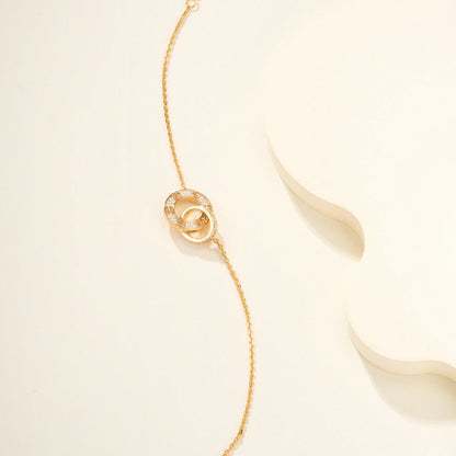 [Luxora]LOVE DOUBLE RING FULL DIAMOND BRACELET