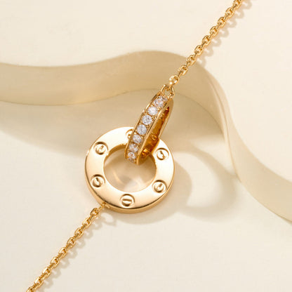 [Luxora]LOVE DOUBLE RING FULL DIAMOND BRACELET
