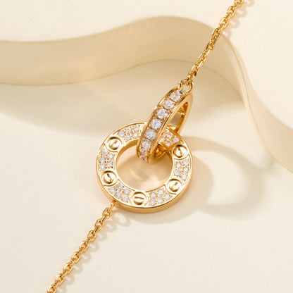[Luxora]LOVE DOUBLE RING FULL DIAMOND BRACELET