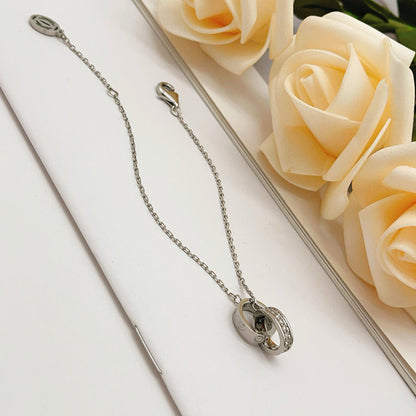 [Luxora]LOVE DOUBLE RING HALF DIAMOND BRACELET