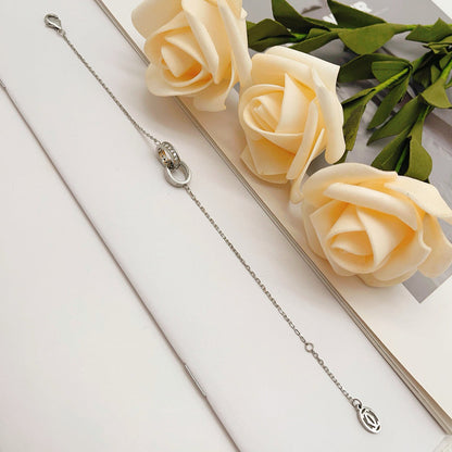 [Luxora]LOVE DOUBLE RING HALF DIAMOND BRACELET