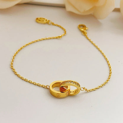 [Luxora]LOVE DOUBLE RING HALF DIAMOND BRACELET