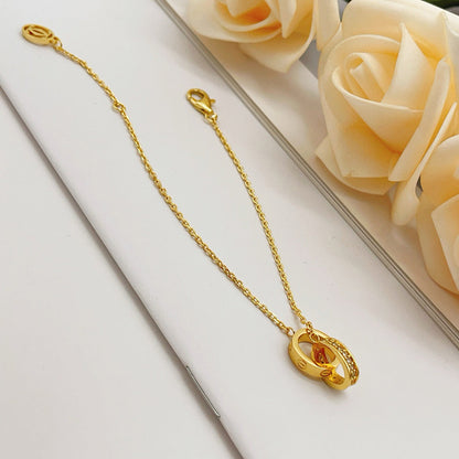 [Luxora]LOVE DOUBLE RING HALF DIAMOND BRACELET