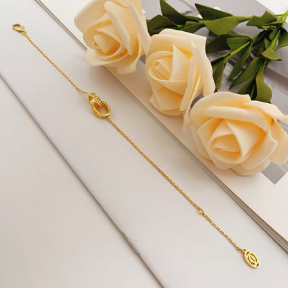[Luxora]LOVE DOUBLE RING HALF DIAMOND BRACELET