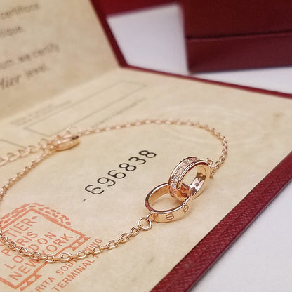 [Luxora]LOVE DOUBLE RING HALF DIAMOND BRACELET