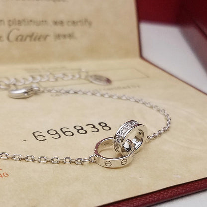 [Luxora]LOVE DOUBLE RING HALF DIAMOND BRACELET