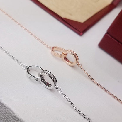 [Luxora]LOVE DOUBLE RING HALF DIAMOND BRACELET