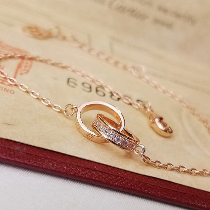 [Luxora]LOVE DOUBLE RING HALF DIAMOND BRACELET