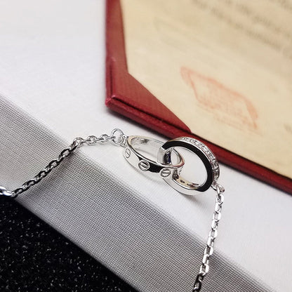 [Luxora]LOVE DOUBLE RING HALF DIAMOND BRACELET