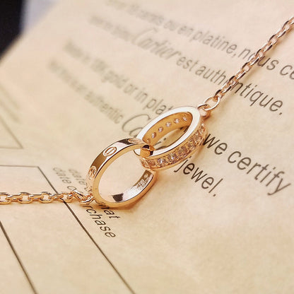 [Luxora]LOVE DOUBLE RING HALF DIAMOND BRACELET