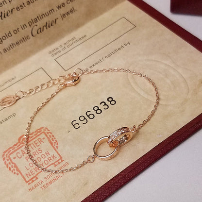 [Luxora]LOVE DOUBLE RING HALF DIAMOND BRACELET