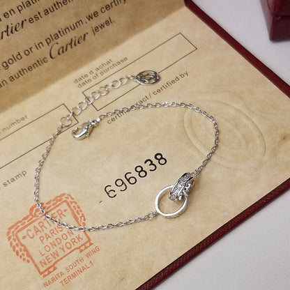 [Luxora]LOVE DOUBLE RING HALF DIAMOND BRACELET
